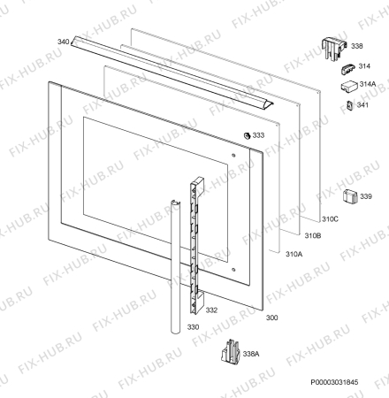 Взрыв-схема плиты (духовки) Aeg Electrolux BP7714000M - Схема узла Door